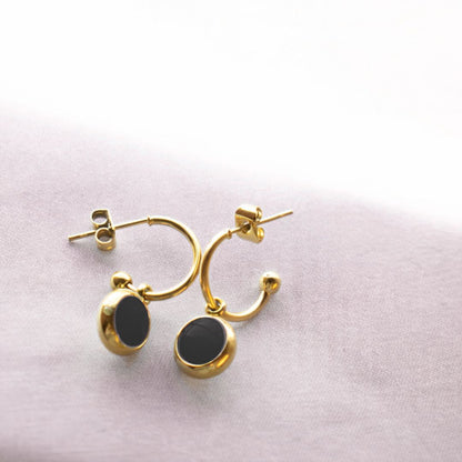 Everyday Gold Plated Stainless Steel Hoop Drop Earrings